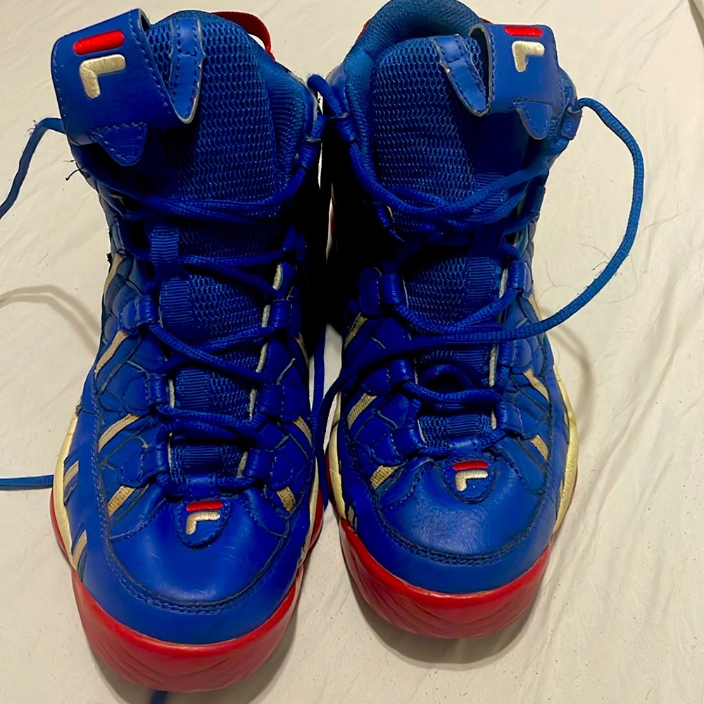 Size 11, Fila Jerry Stackhouse, sneakers , blue, white, and red color way